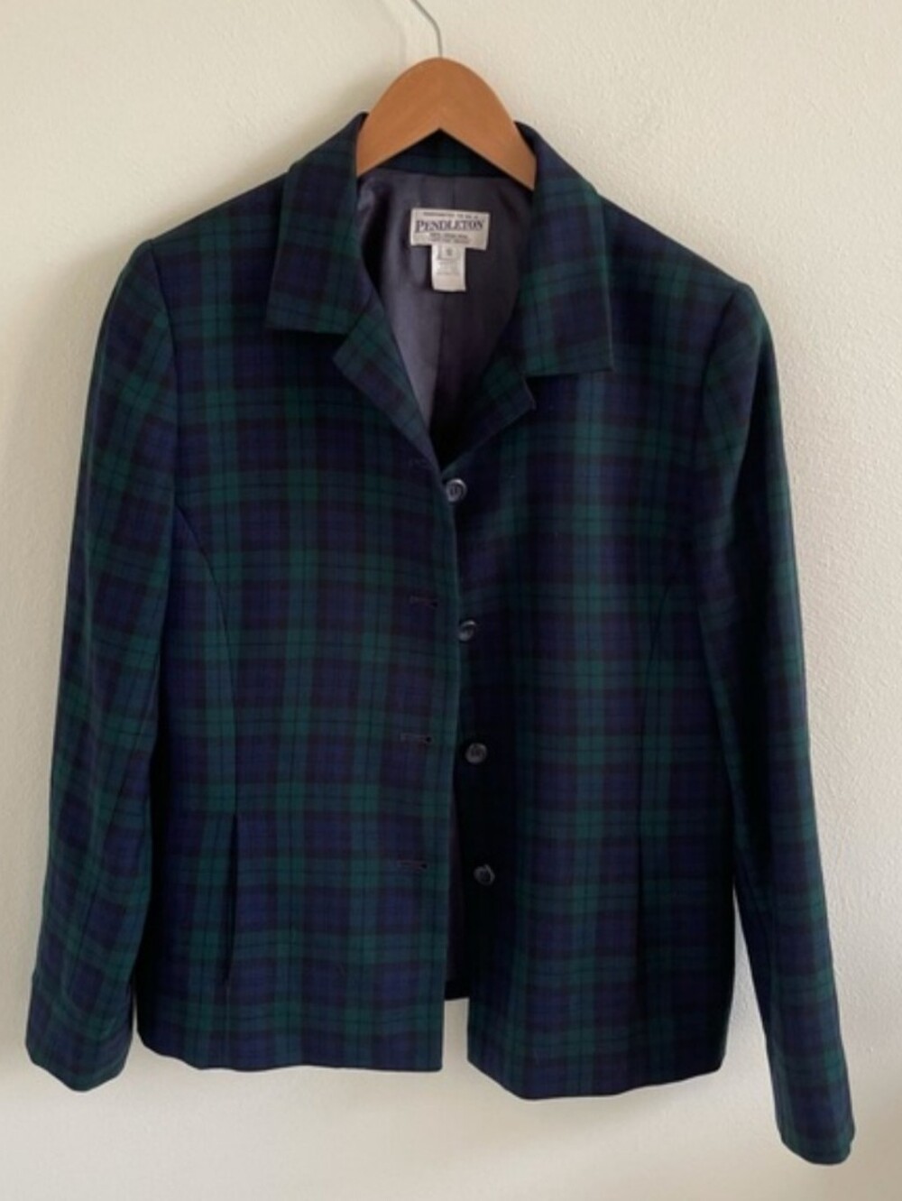Vintage Pendleton Tartan Plaid Blazer 100% Virgin Wool 12